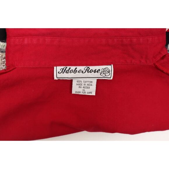 Vintage Adobe Rose Horses Embroidered Western Rodeo Button Red Shirt Sz XL - Picture 6 of 11
